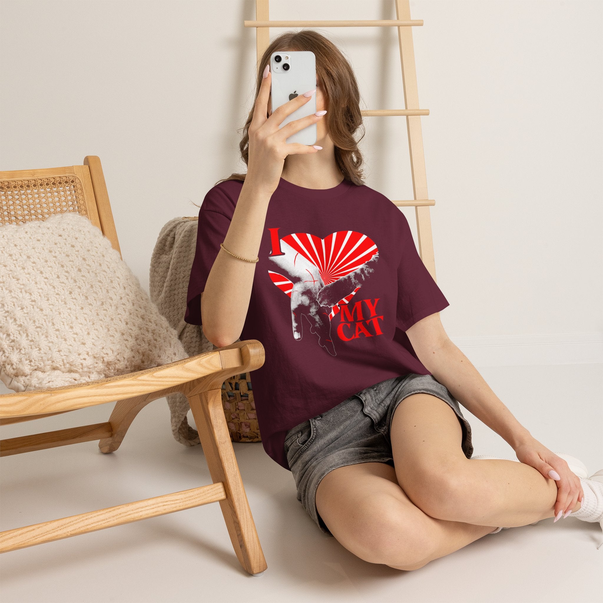 "I Love My Cat" T-Shirt - Retro Sunburst Cat Grunge Streetwear Cat Parent Graphic Tee
