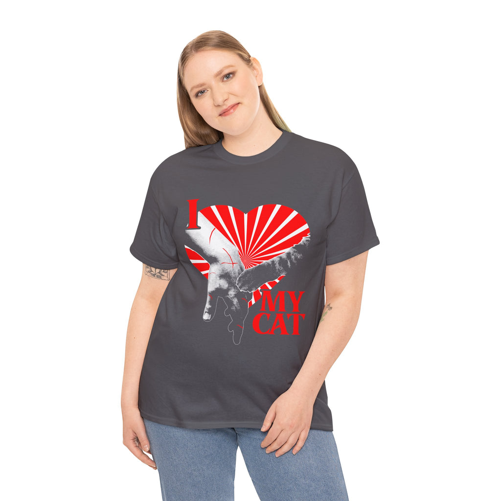 "I Love My Cat" T-Shirt - Retro Sunburst Cat Grunge Streetwear Cat Parent Graphic Tee