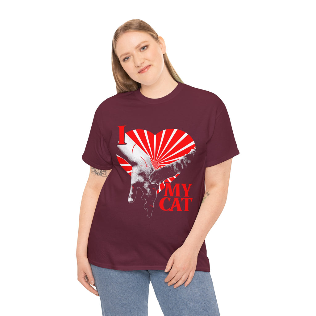 "I Love My Cat" T-Shirt - Retro Sunburst Cat Grunge Streetwear Cat Parent Graphic Tee