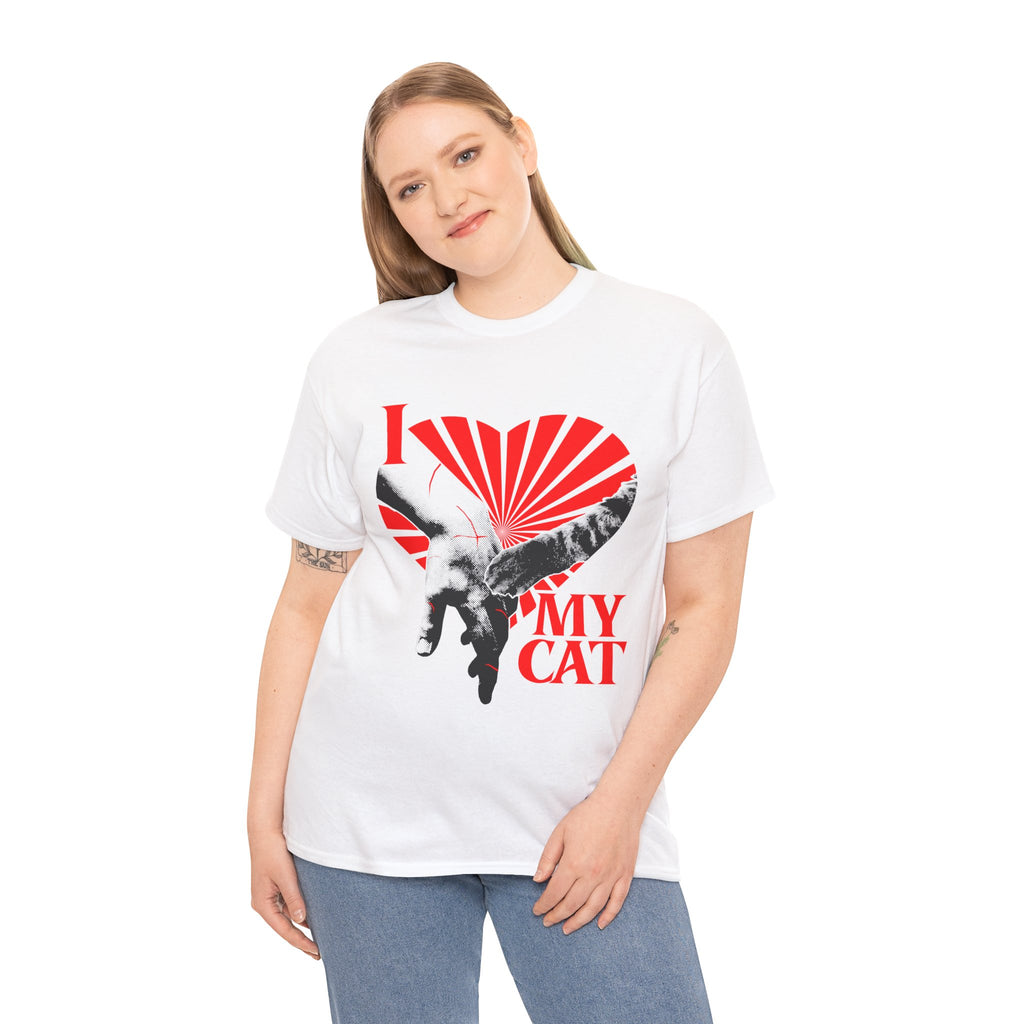 "I Love My Cat" T-Shirt - Retro Sunburst Cat Grunge Streetwear Cat Parent Graphic Tee