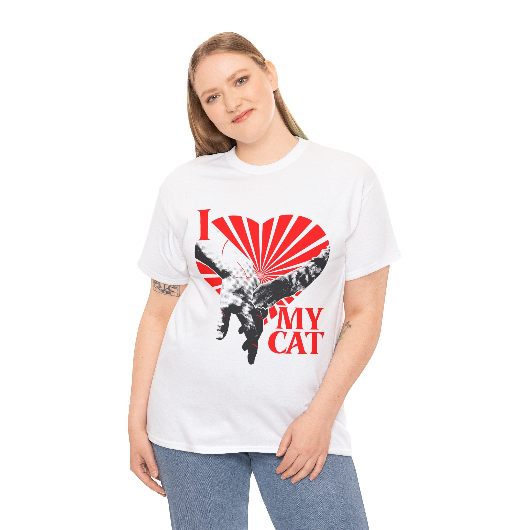 "I Love My Cat" T-Shirt - Retro Sunburst Cat Grunge Streetwear Cat Parent Graphic Tee