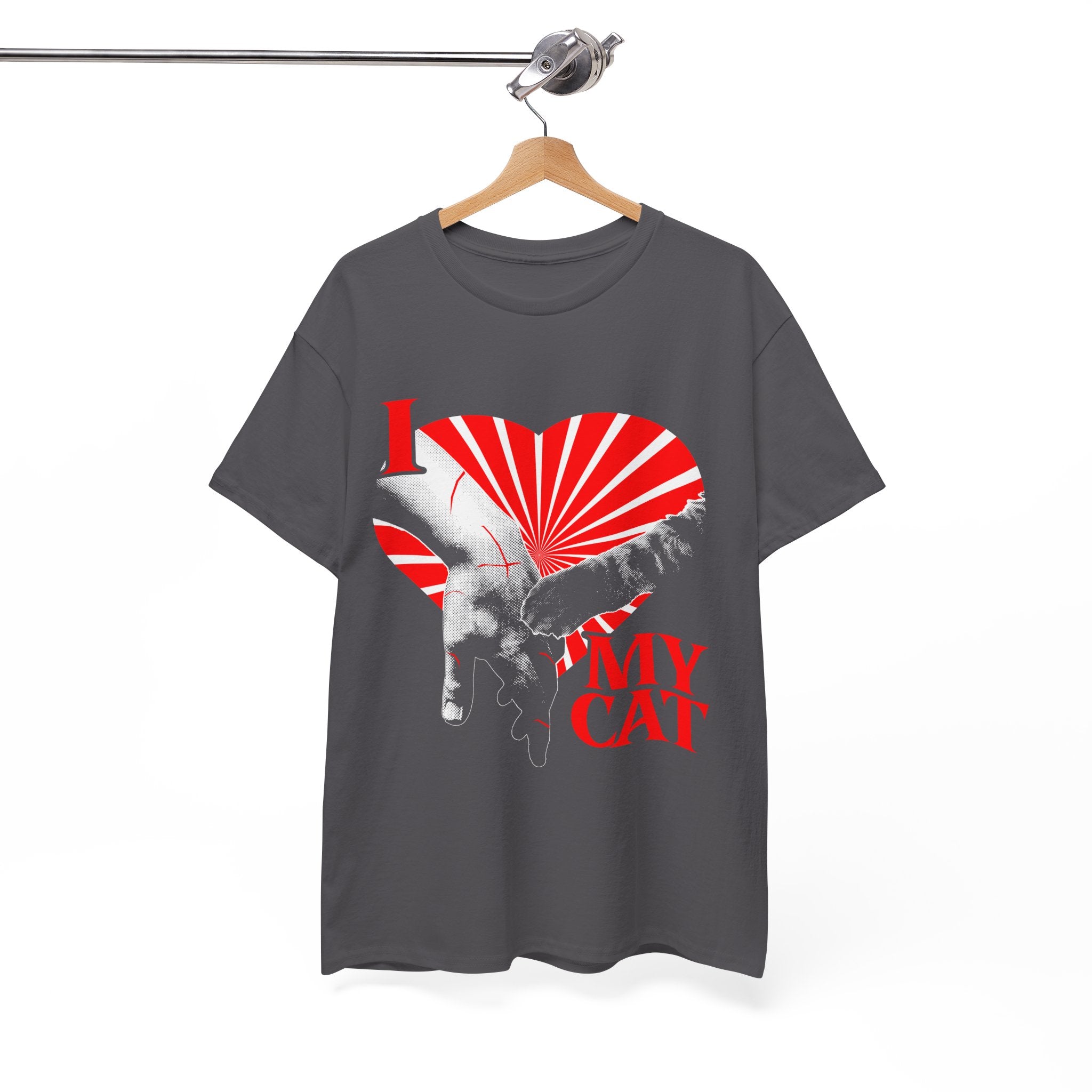 "I Love My Cat" T-Shirt - Retro Sunburst Cat Grunge Streetwear Cat Parent Graphic Tee