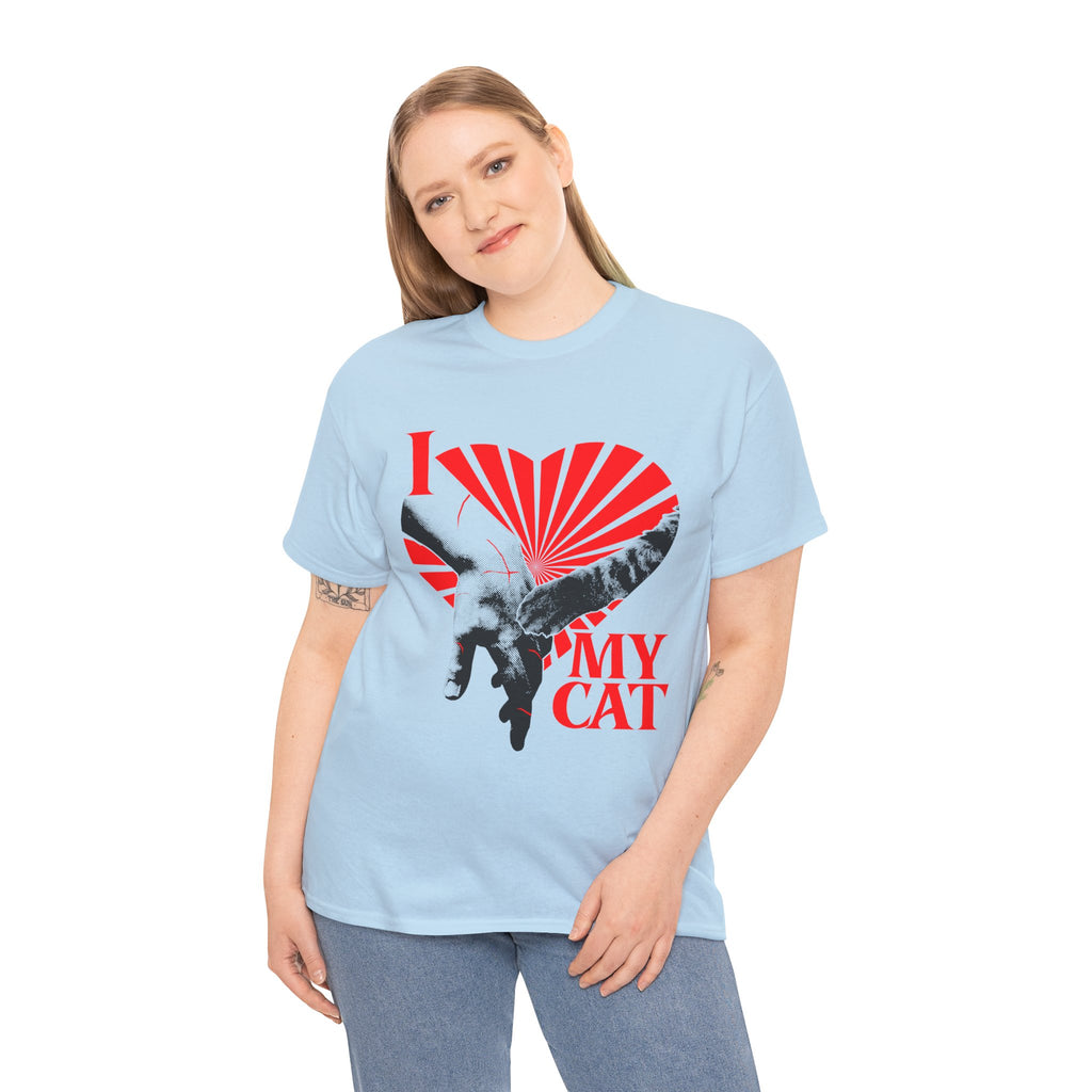 "I Love My Cat" T-Shirt - Retro Sunburst Cat Grunge Streetwear Cat Parent Graphic Tee