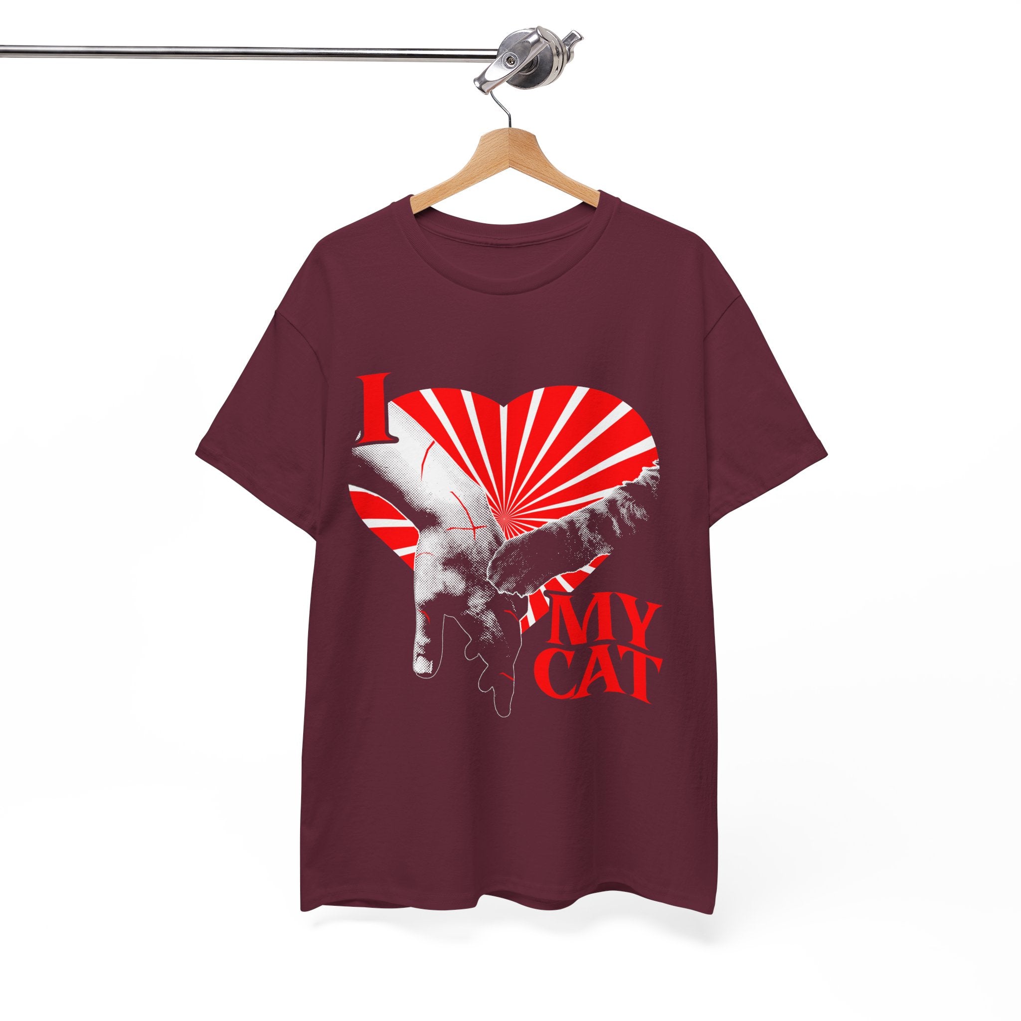 "I Love My Cat" T-Shirt - Retro Sunburst Cat Grunge Streetwear Cat Parent Graphic Tee