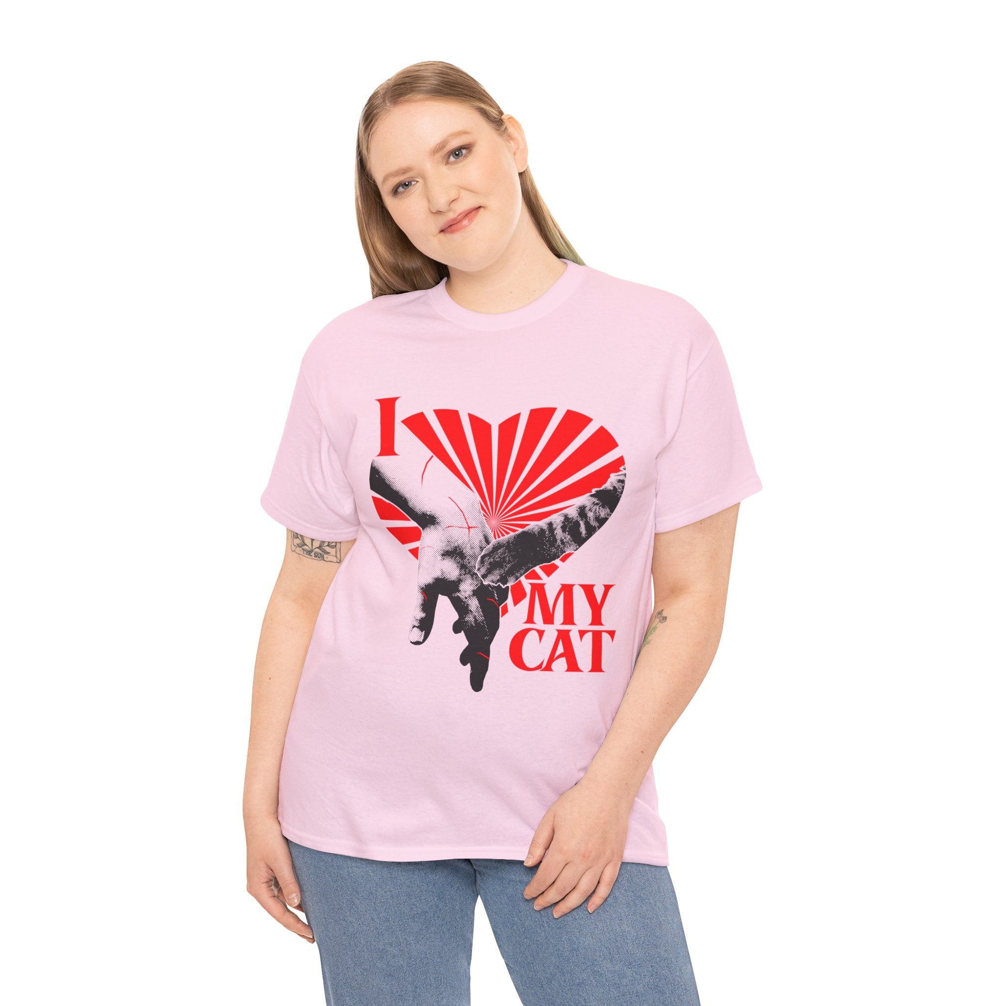 "I Love My Cat" T-Shirt - Retro Sunburst Cat Grunge Streetwear Cat Parent Graphic Tee