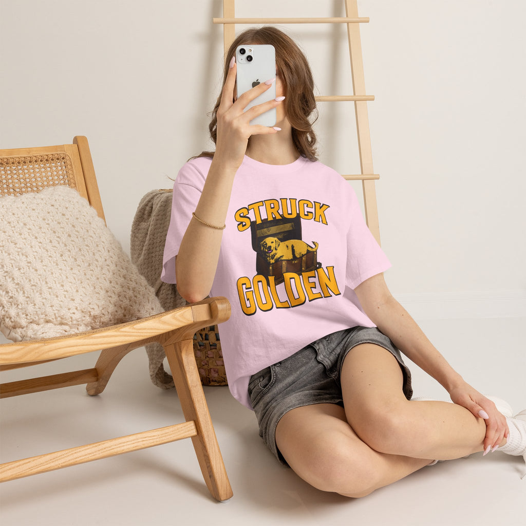 "Struck Golden" Golden Retriever Shirt - Retro Vintage Dog Dad & Mom Graphic Tee